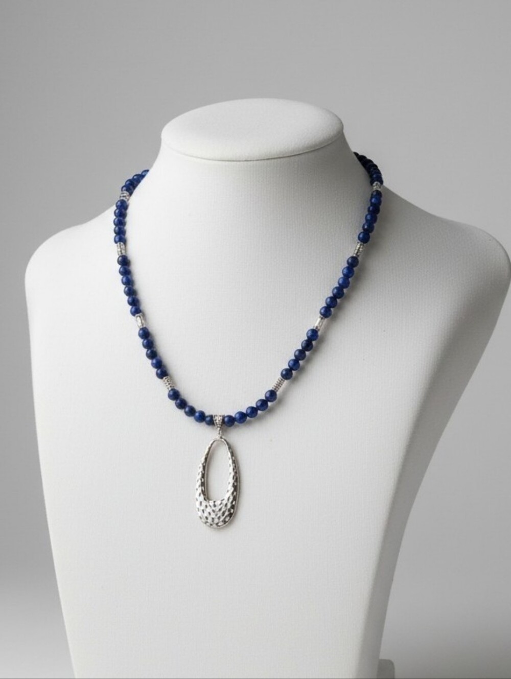 NWT Blue and Silver Necklace with Striking Pendant